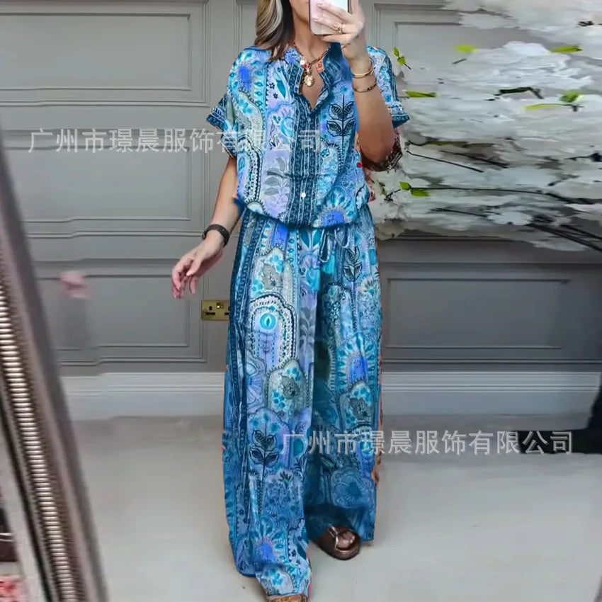 Chic Summer Two-Piece Pant & Blouse Set