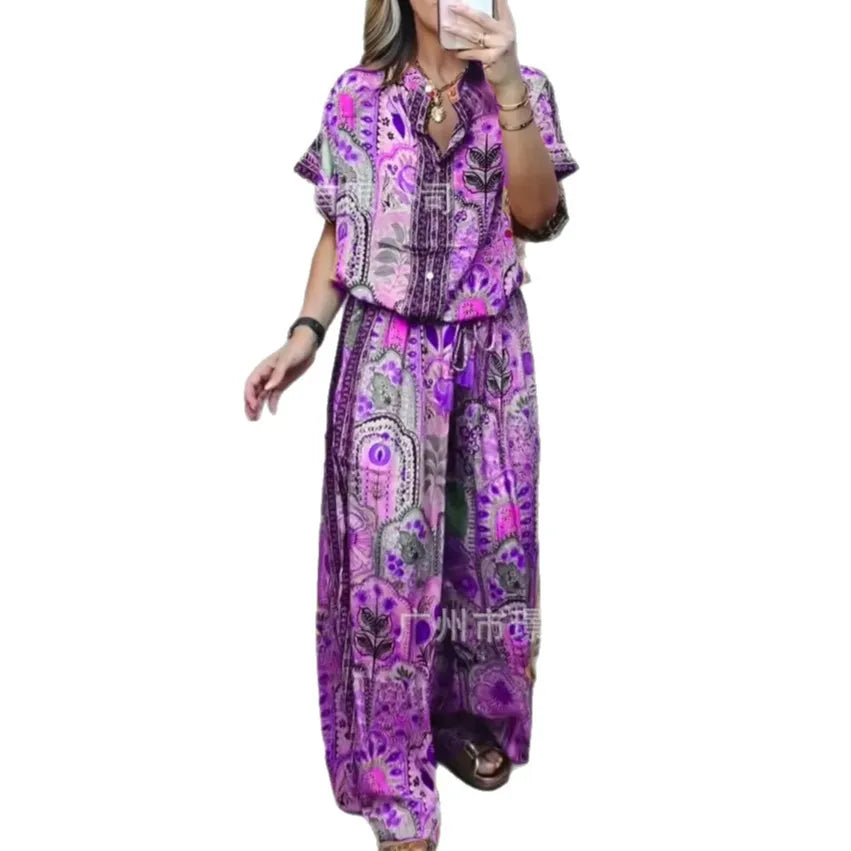 Chic Summer Two-Piece Pant & Blouse Set